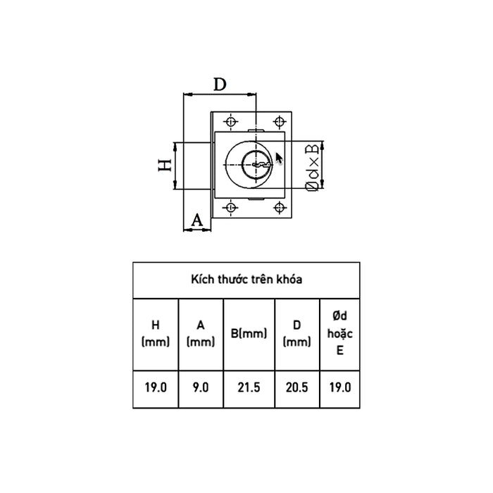 Ổ khóa tủ Việt tiệp 03408