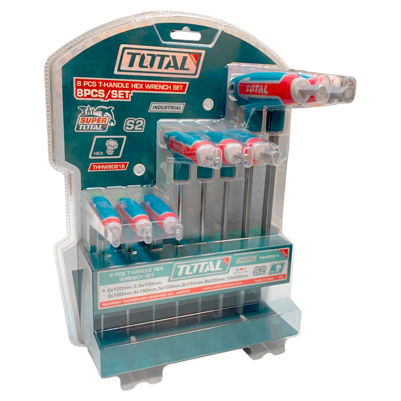 Bộ 8 chìa lục giác tay cầm chữ T TOTAL THHW80816 kích thước từ 2mm - 10mm