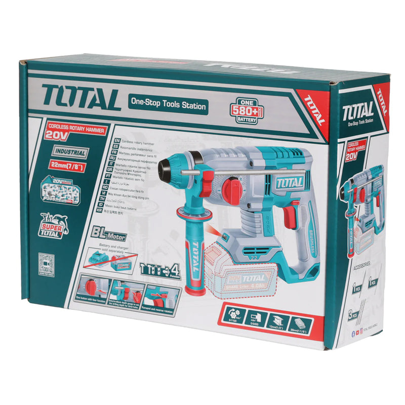 Máy khoan bê tông 3 chức năng Total TRHLI21228 dùng Pin 20V, đuôi gài SDS-Plus (Chỉ thân máy)