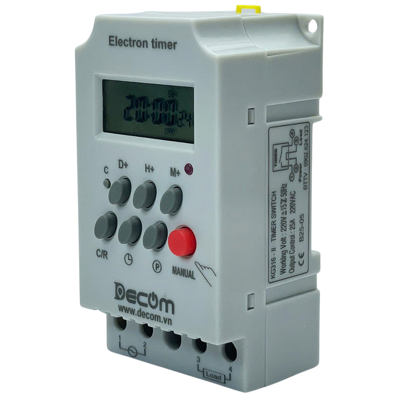 Timer hẹn giờ kỹ thuật số Decom KG316-II cài đặt tối đa 24 giờ