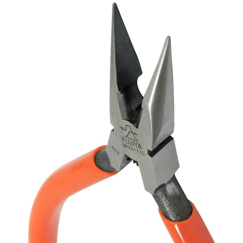 Kìm mũi nhọn mini, có lò xo trợ lực, hàm kẹp trơn Fujiya MP9A-110 kích thước 110mm