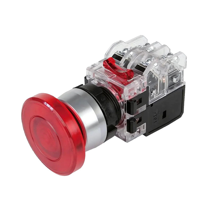 Công tắc dừng khẩn cấp có tích hợp đèn báo viền nhôm Hanyoung Nux MRA-R series, Lỗ khoét Ø22mm