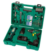 Bộ dụng cụ SATA 51007: Máy khoan pin 12V, 88 chi tiết, động cơ không chổi than, kèm đèn.