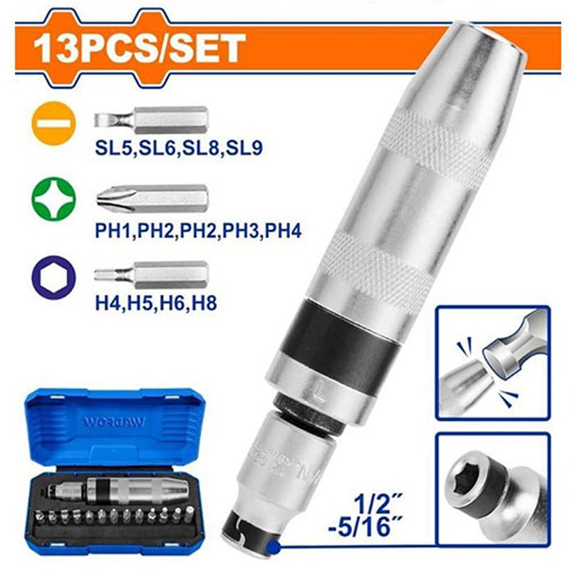 Bộ tua vít đóng 13 chi tiết Wadfow WYM1B13, chất liệu thép Cr-V