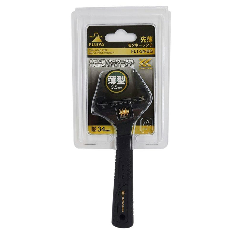 Mỏ lết đầu siêu mỏng Fujiya FLT-BG Series (Kurokin) kích thước từ 166mm - 214mm, mở hàm tối đa từ 34mm - 38mm