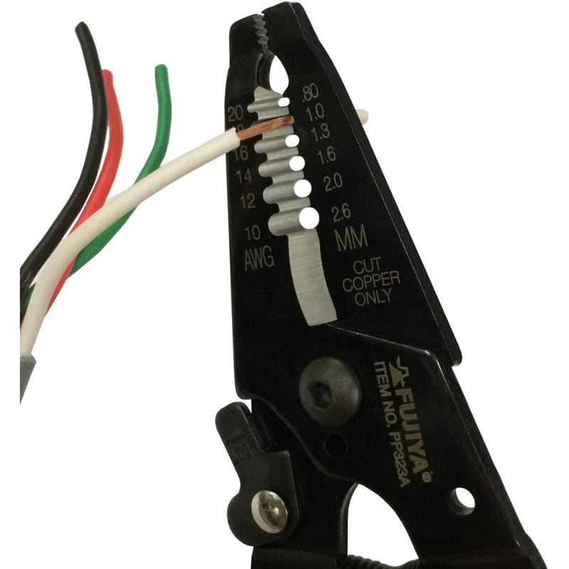 Kìm tuốt dây, có lò xo trợ lực Fujiya PP323A-165 kích thước 165mm, khả năng tuốt từ 0.5mm² - 5.3mm²