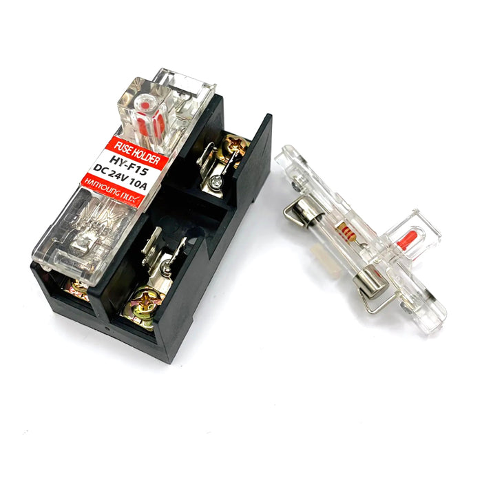 Đế cầu chì lắp thanh ray Hanyoung Nux HY-F15 Series,  dùng cho điện AC/DC. Tiêu chuẩn RoHS2