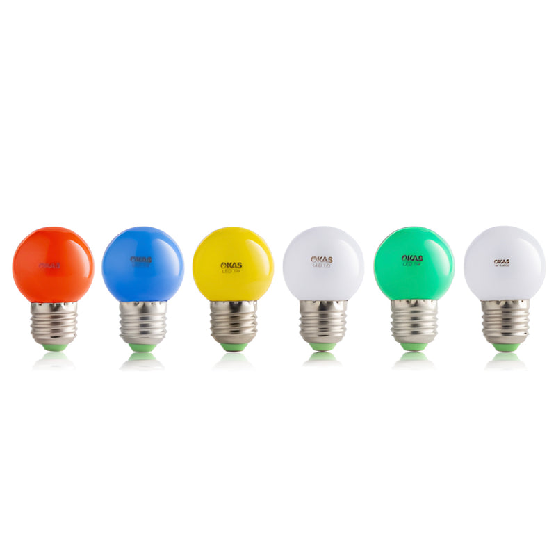 Bóng đèn LED trái chanh SOPOKA G45 1.5W đủ màu đỏ xanh vàng trắng và nhấp nháy, đuôi xoáy E27 trang trí ngoài trời chống nước siêu bền.