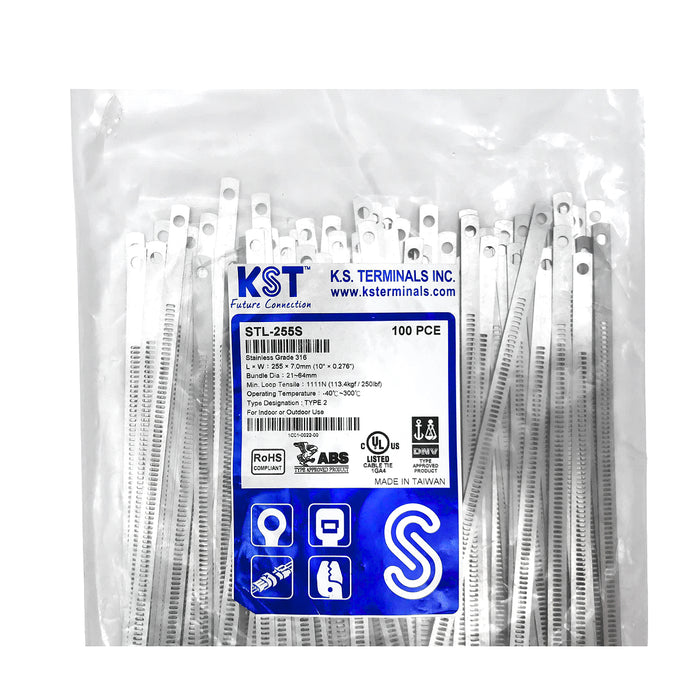 Dây rút Inox 316 KST cao cấp, không bọc nhựa (Uncoated), khóa bậc thang (ladder type), dài từ 150mm - 635mm