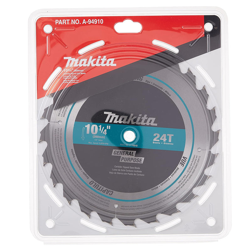 Lưỡi cưa gỗ TCT Makita A-94910 đường kính 260mm, 24 răng kiểu ATB, lỗ cốt 15.88mm