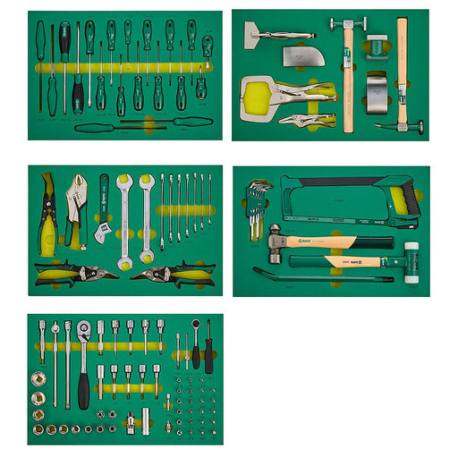 Bộ 5 khay dụng cụ sửa chữa ô tô SATA 95208S 103 chi tiết, dụng cụ đồng sơn chuyên nghiệp, thép Cr-V, mạ Chrome, khay EVA 2 màu.