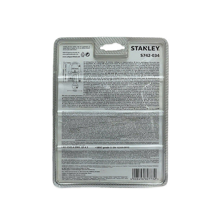 Ổ khóa treo STANLEY kích thước từ 30mm -70mm, thân khóa bằng đồng thau, càng khóa bằng thép cường lực.