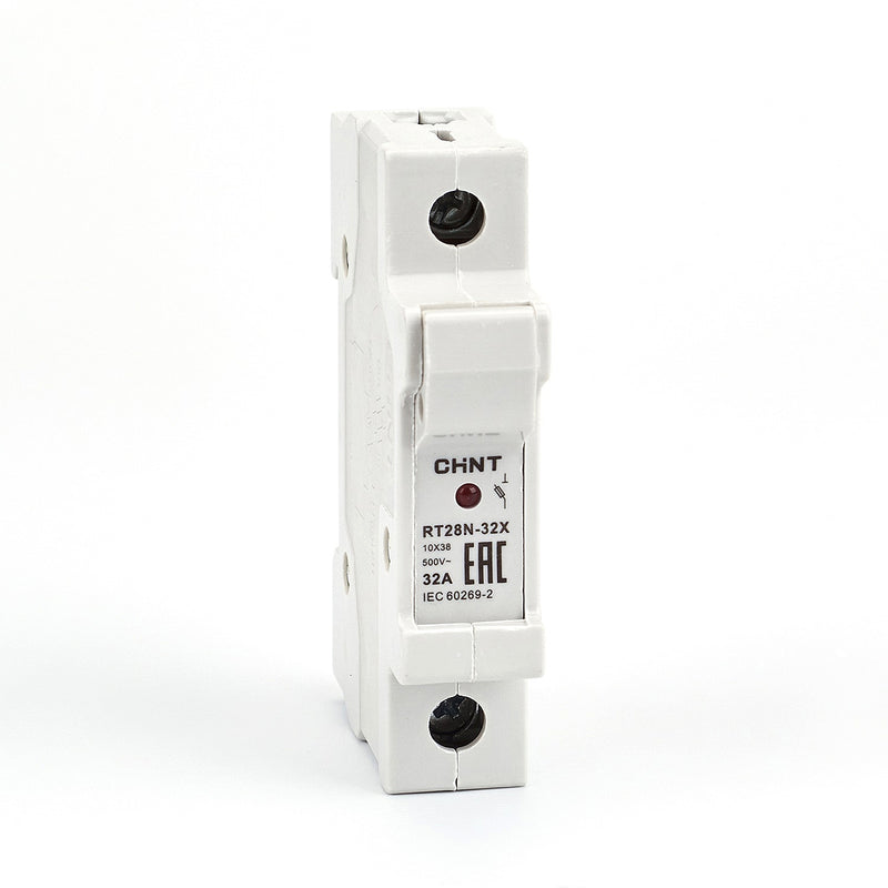 Đế cầu chì sứ lắp thanh ray Chint RT-28 series, 1P/ 2P/ 3P, dòng cắt Icu 32A ~ 63A