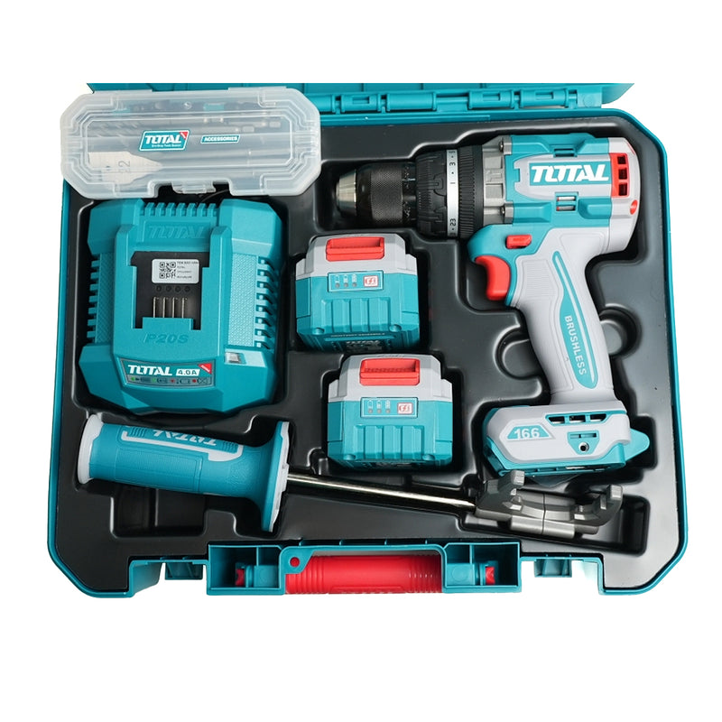 Máy khoan búa Total TIDLI201668 dùng Pin 20V, đầu kẹp 13mm