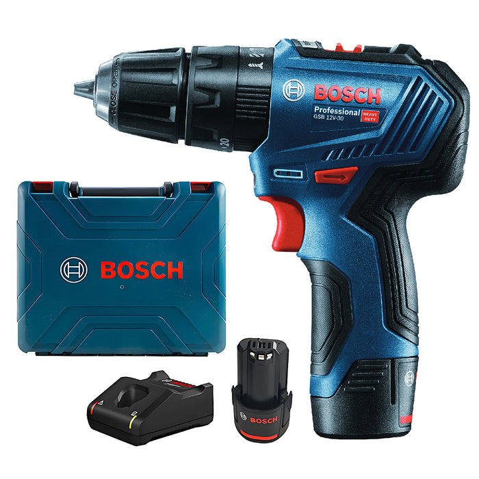 Máy khoan động lực dùng Pin 12V Bosch GSB 12V-30 Professional, đầu kẹp 10mm, mã số 06019G91K0