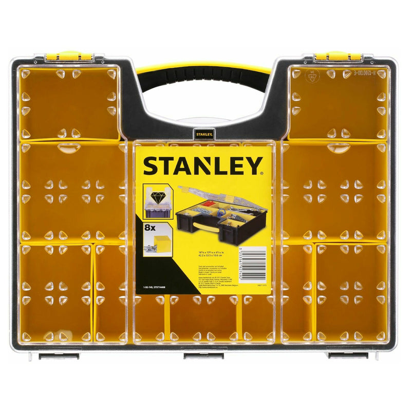 Hộp đựng linh kiện ngăn sâu 8 cúp tháo rời Stanley 1-97-749 nắp trong suốt polycarbonate