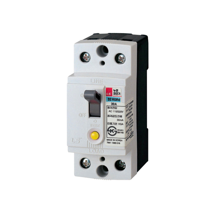 CB cóc chống giật RCBO 2P LS chỉ chống rò điện và quá tải, tải danh định từ 15A ~ 30A, dòng cắt 1.5kA - 2kA, dòng rò 30mA