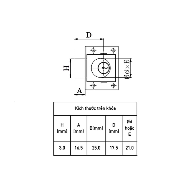 Ổ khóa tủ Việt tiệp 03498