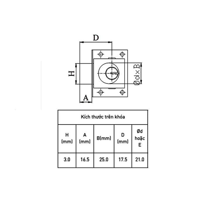 Ổ khóa tủ Việt tiệp 03498