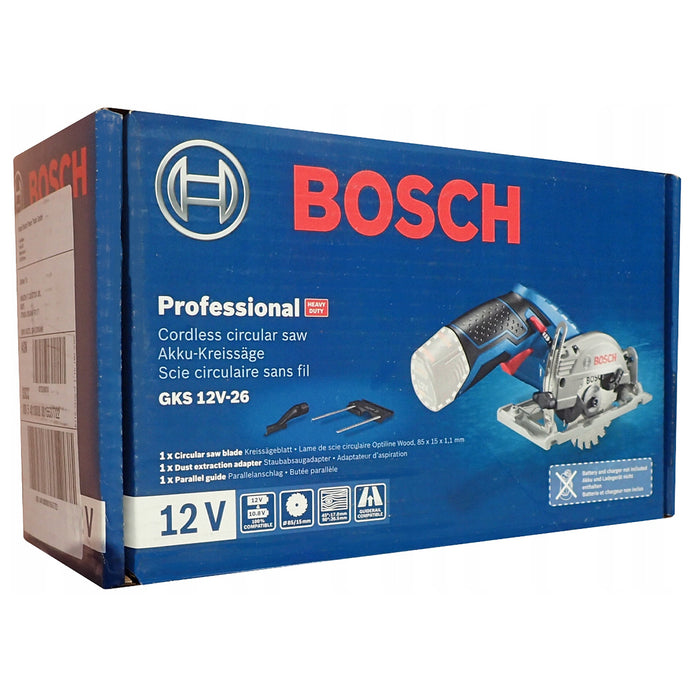 Máy cưa đĩa mini dùng Pin 12V Bosch GKS 12V-26 Professional, đường kính lưỡi 85mm, mã số 06016A10L2 (Chỉ có thân máy, không kèm pin và sạc)