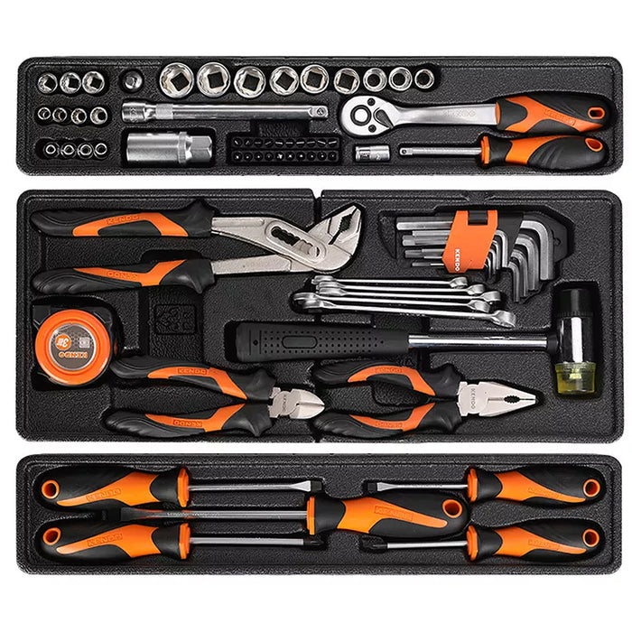 Thùng đồ nghề 3 ngăn 70 chi tiết Kendo 90201