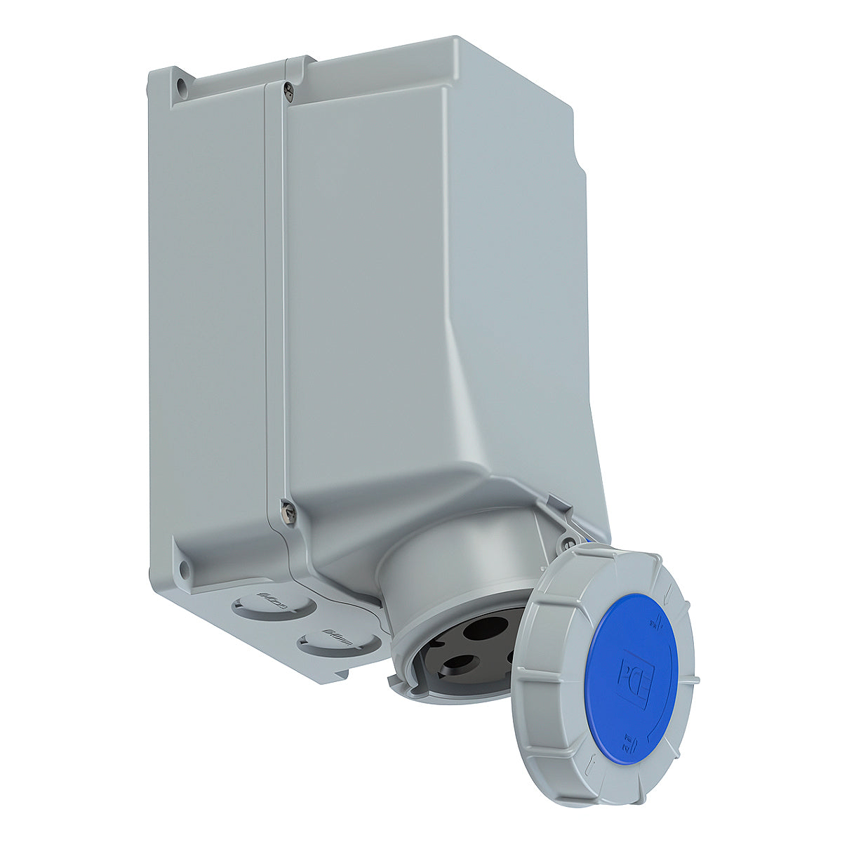 Ổ cắm công nghiệp PCE F143-6 lắp nổi, chịu tải cao 125A, 3 cực (2P+PE), điện áp 230V, Kín nước tiêu chuẩn IP67