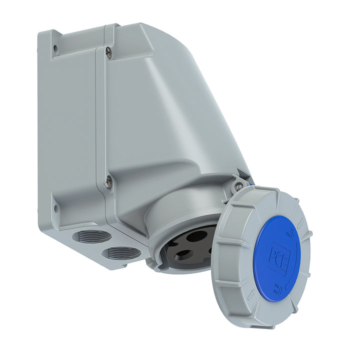 Ổ cắm công nghiệp PCE F133-6 lắp nổi, chịu tải cao 63A, 3 cực (2P+PE), điện áp 230V, Kín nước tiêu chuẩn IP67