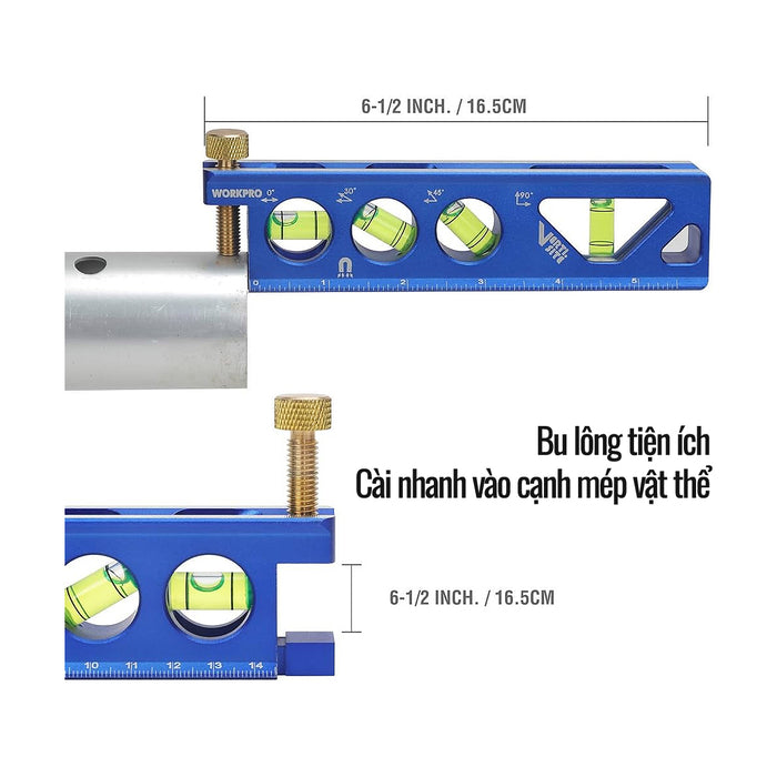 Thước thuỷ nhôm đa năng có nam châm Verti site Workpro WP262025, dài 165mm (6.5 inch)
TORPEDO LEVEL