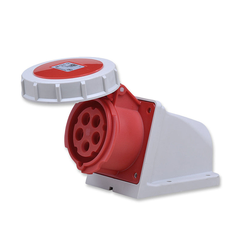 Ổ cắm công nghiệp gắn tường PCE F1252-6 32A 5 chân 400V IP67 kiểu L Châu Âu.