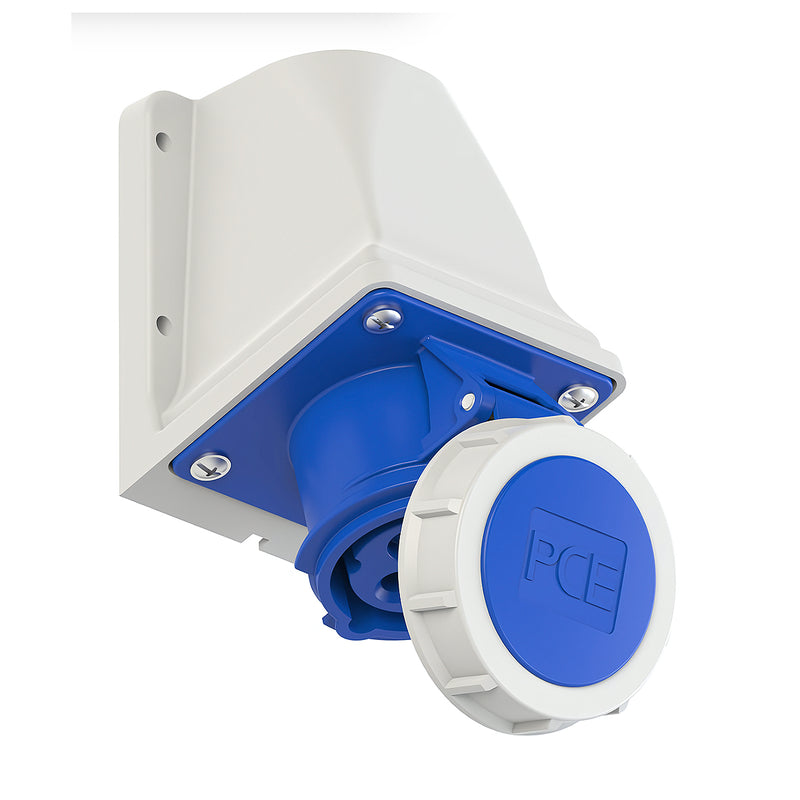 Ổ cắm công nghiệp lắp nổi gắn tường PCE kiểu L 3 chân 230V IP67 kín nước loại 16A và 32A.