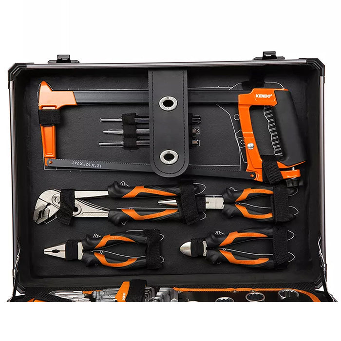 Thùng đồ nghề 4 ngăn vỏ nhôm 124 chi tiết Kendo 90702