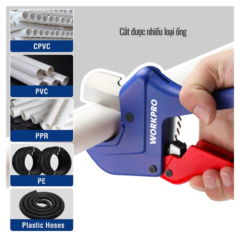 Dao cắt ống nhựa cao cấp Workpro, tiết diện cắt từ 42mm - 60.5mm