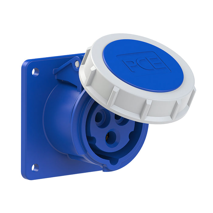 Ổ cắm công nghiệp PCE lắp âm, mặt thẳng, tải từ 16A - 32A, 3 cực (2P+PE), điện áp 230V, kín nước tiêu chuẩn IP67