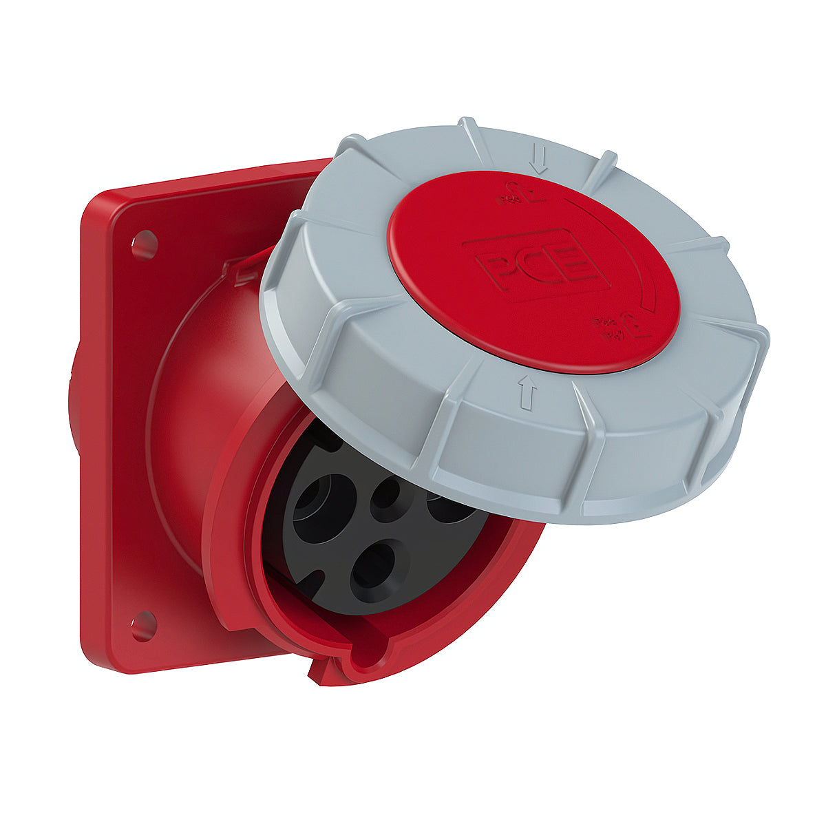 Ổ cắm công nghiệp PCE lắp âm, mặt nghiêng, chịu tải cao từ 63A - 125A, 4 cực (3P+PE) điện áp 400V, kín nước tiêu chuẩn IP67
