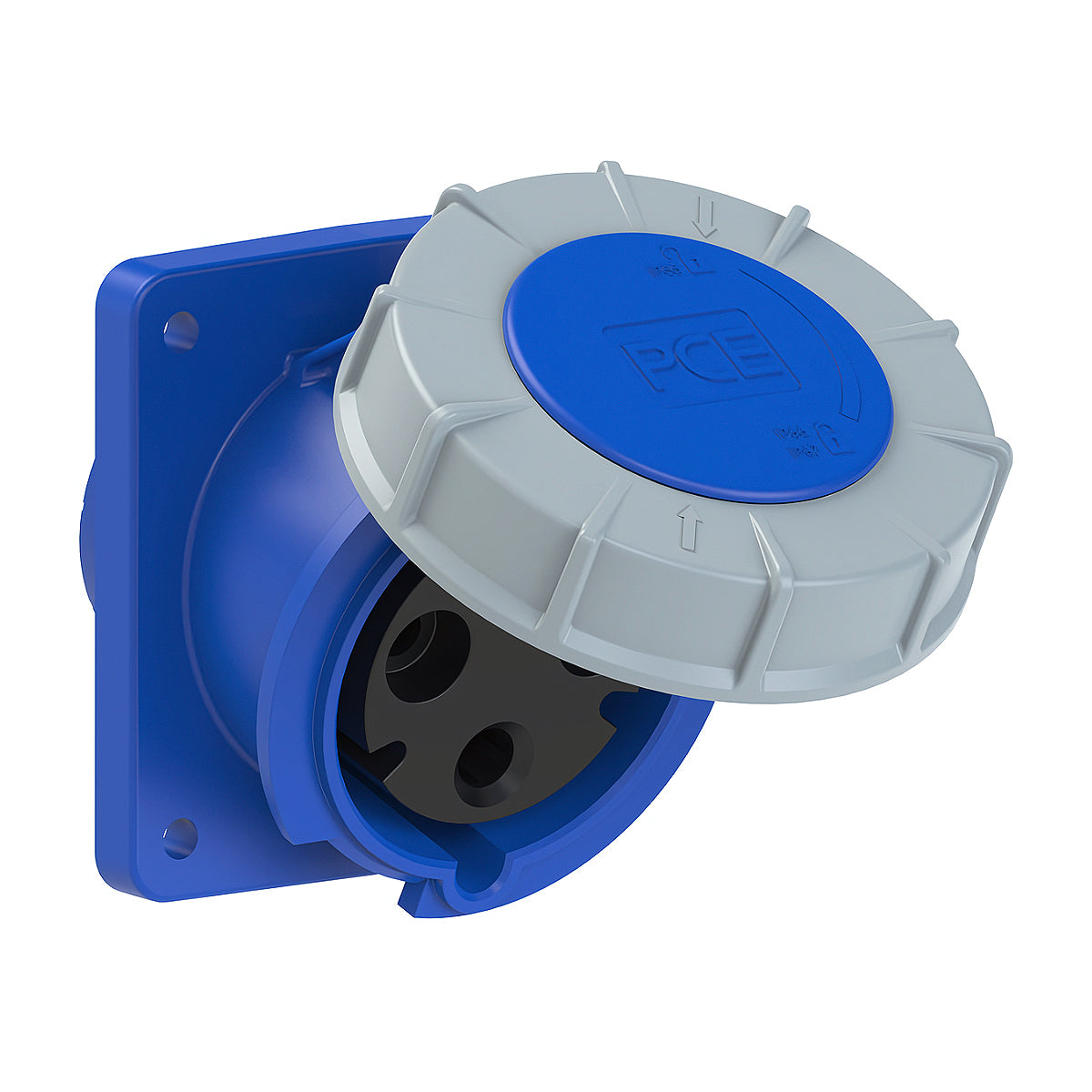 Ổ cắm công nghiệp PCE lắp âm, mặt nghiêng, chịu tải cao từ 63A - 125A, 3 cực (2P+PE) điện áp 230V, kín nước tiêu chuẩn IP67