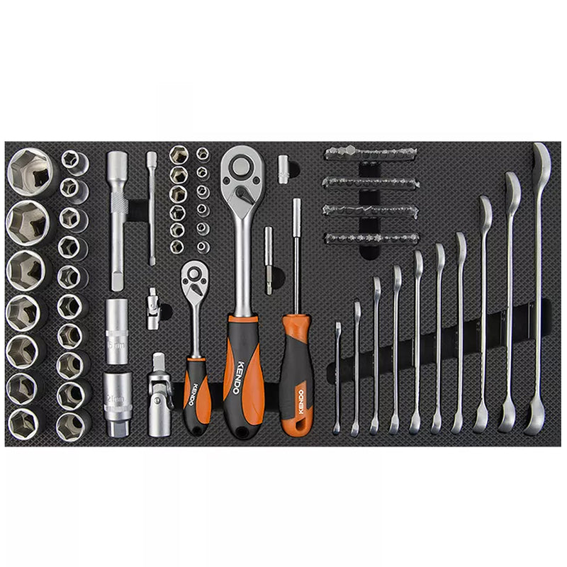 Bộ kệ tủ có bánh xe đựng dụng cụ 5 ngăn 145 chi tiết Kendo 90343