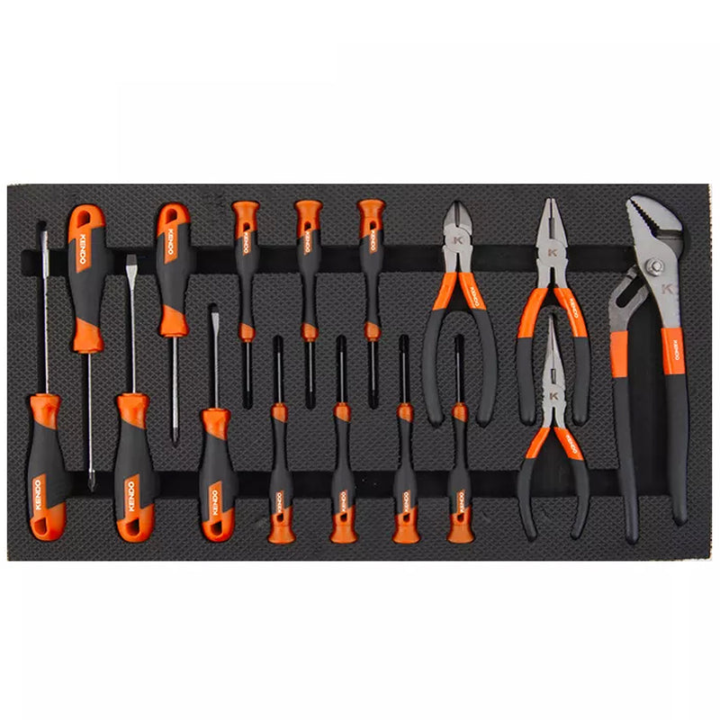 Bộ kệ tủ có bánh xe đựng dụng cụ 5 ngăn 145 chi tiết Kendo 90343