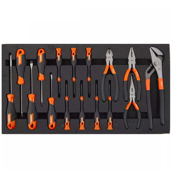 Bộ kệ tủ có bánh xe đựng dụng cụ 5 ngăn 145 chi tiết Kendo 90343