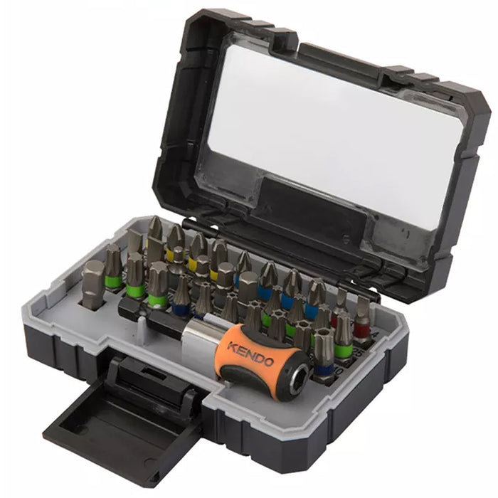 Bộ mũi vít nhiều màu kèm đầu nối bằng thép S2 32 chi tiết Kendo 32203235