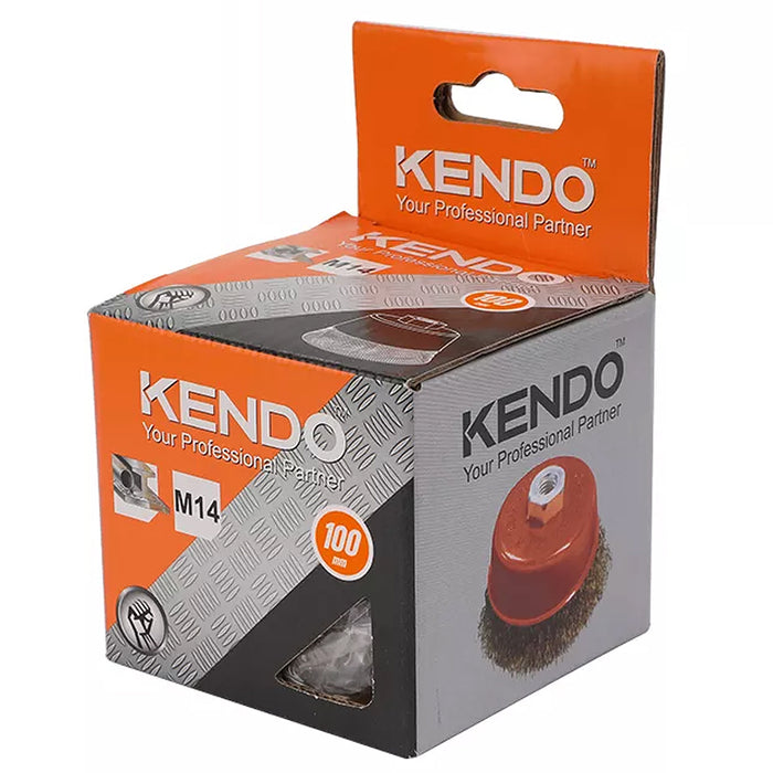 Chổi cước sợi đồng thau hình chén cốt M14 Kendo, kích thước từ 75mm - 100mm