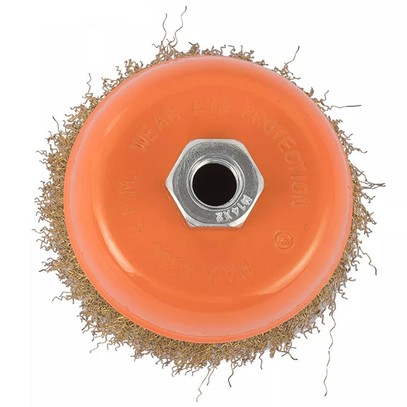 Chổi cước sợi đồng thau hình chén cốt M14 Kendo, kích thước từ 75mm - 100mm