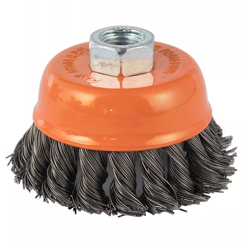 Chổi cước sợi thép xoắn hình chén cốt M14 Kendo, kích thước từ 65mm - 75mm