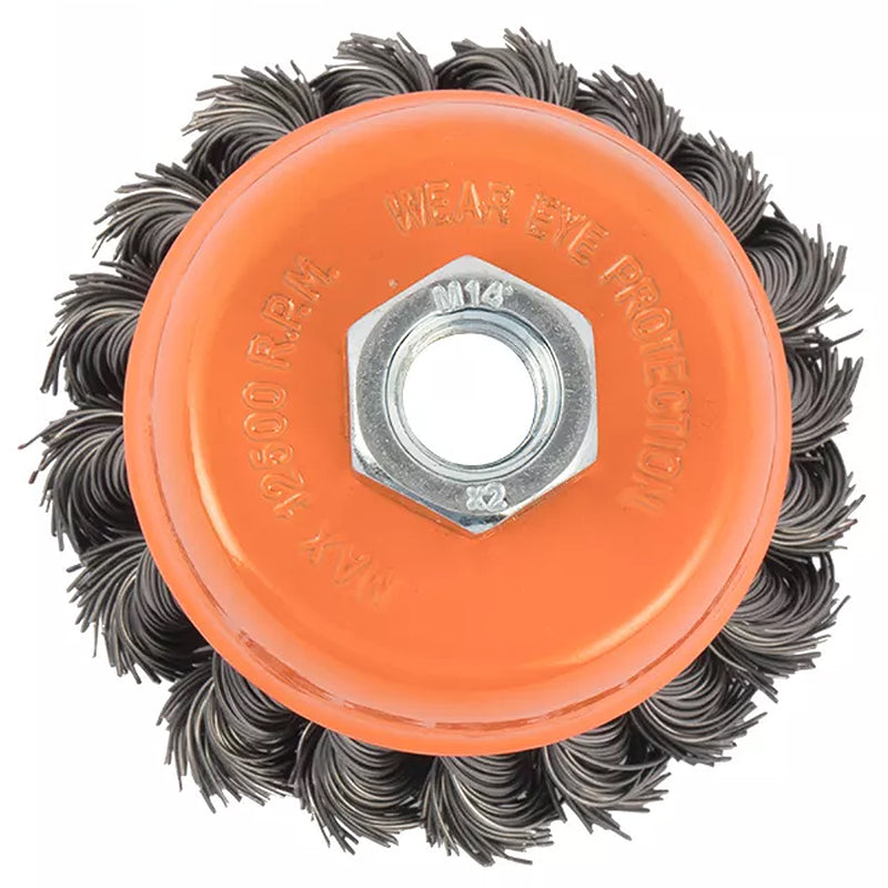 Chổi cước sợi thép xoắn hình chén cốt M14 Kendo, kích thước từ 65mm - 75mm