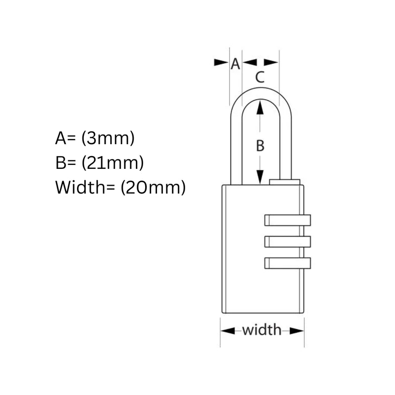 Ổ khóa số mini Master Lock 7620EURD, thân khóa bằng nhôm nguyên khối 20mm, 3 cọc số