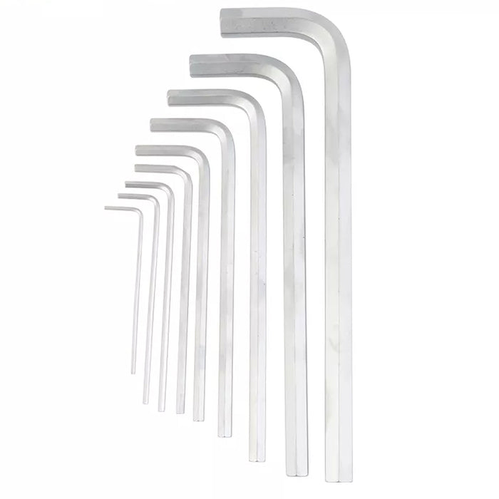 Bộ lục giác đầu thẳng chữ L 9 chi tiết Kendo thân tiêu chuẩn - siêu dài, kích thước từ 1.5mm - 10mm, vật liệu thép Cr-V