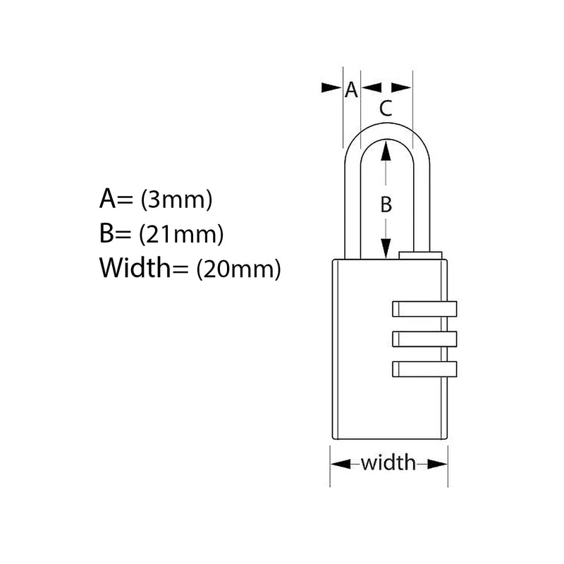 Ổ khóa số mini Master Lock 7620EURDCOL, thân khóa bằng nhôm nguyên khối được phủ sơn 20mm, 3 cọc số