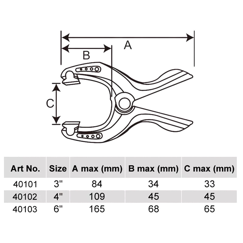 Kẹp lò xo Kendo kích thước từ 3 inch - 6 inch (84mm - 165mm) tay cầm bọc nhựa TPR