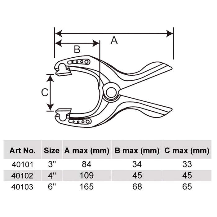 Kẹp lò xo Kendo kích thước từ 3 inch - 6 inch (84mm - 165mm) tay cầm bọc nhựa TPR