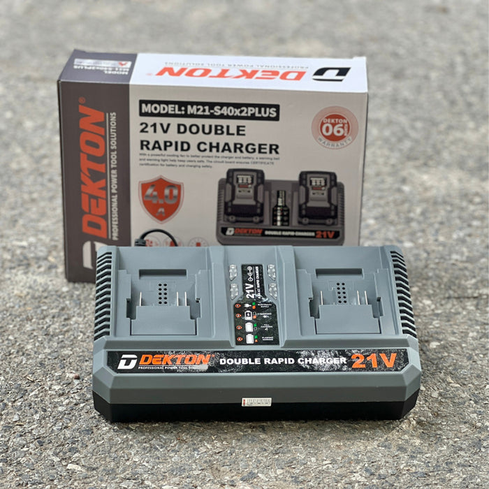 Đế sạc nhanh đôi 21V Dekton M21-S40x2PLUS (4.0A) vỏ sạc chống cháy