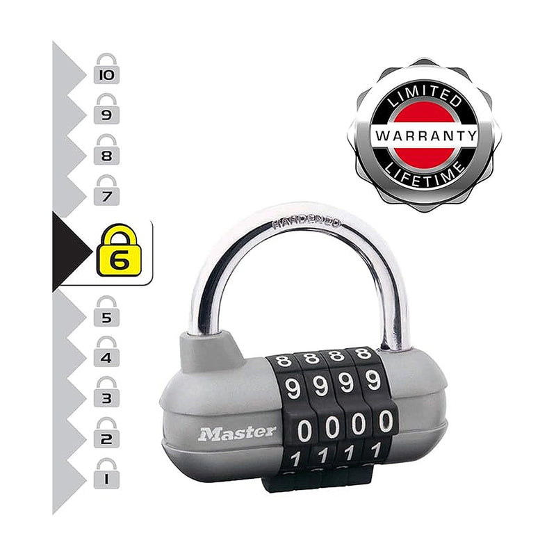 Ổ khóa số Master Lock 1520EURD cao cấp, thân khóa bằng kim loại 64mm, 4 cọc số